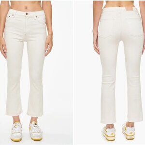Pistola Lennon High Waist Raw Hem Crop Bootcut Jeans | Size 25 | Cream Sandstone